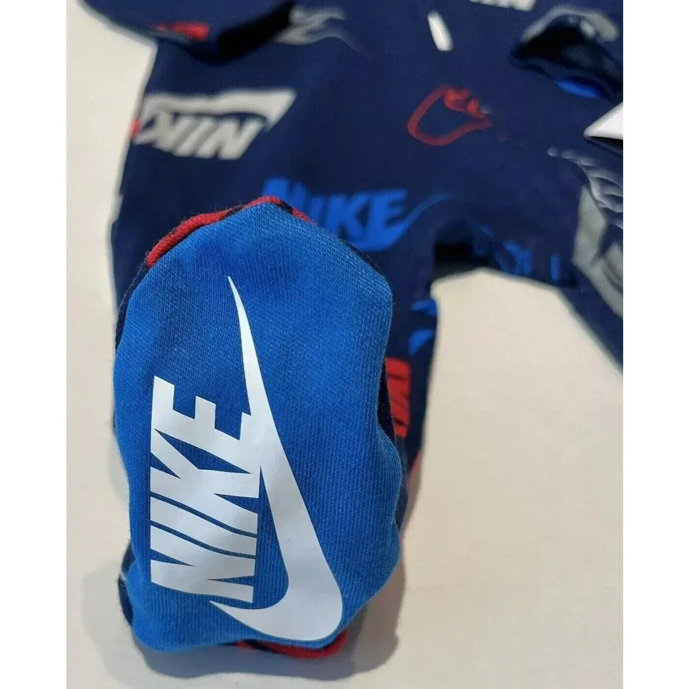 Nike Footed Pajamas Convertible Hand Mits Baby Zip Sleepwear Size 3 Months New